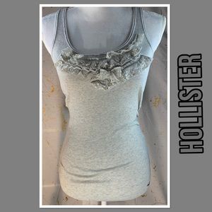 HOLLISTER Tank w lace accents Tannish Gray SZ Med